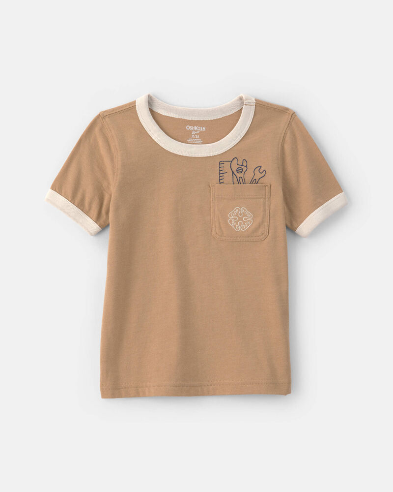 Toddler Boy Tools Embroidered Pocket Graphic Tee - Tan, image 1 of 3 slides