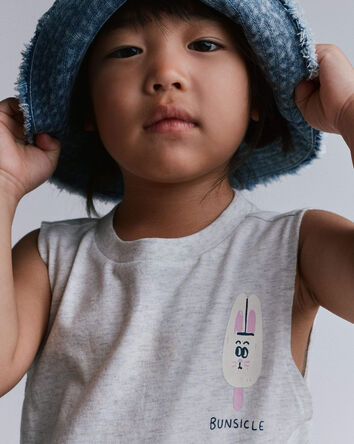 Toddler Girl 'Bunsicle' Elastic Waist Tank - Heather Grey, 