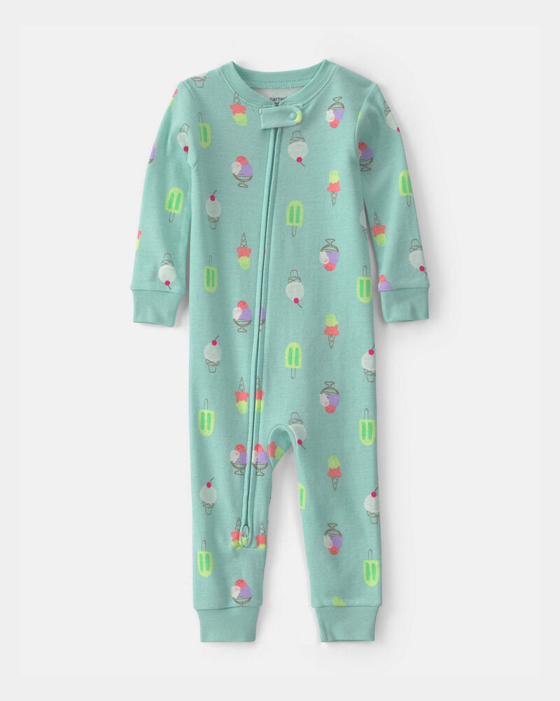 Toddler Girl Popsicle 100% Cotton 1-Piece Pajama - Blue, image 1 of 3 slides