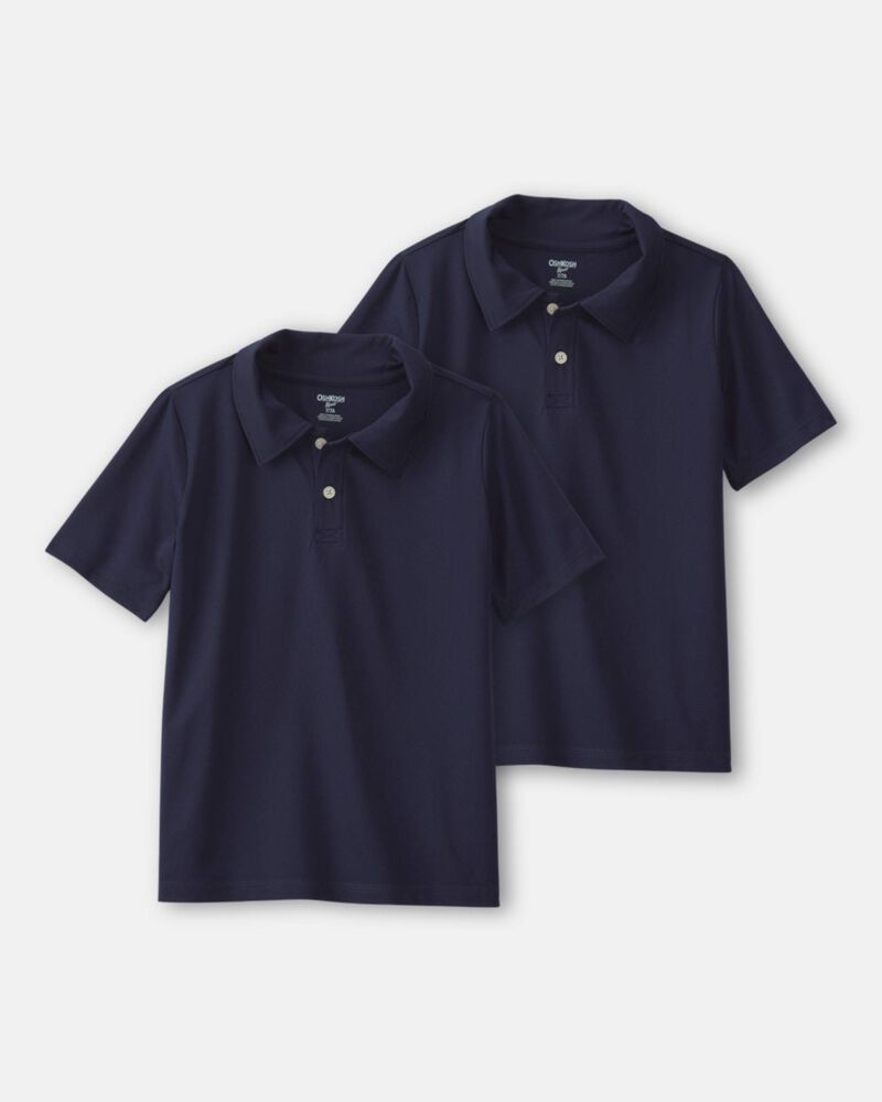 Boys 2-Pack Uniform Active Polo Shirts - Navy, image 1 of 3 slides