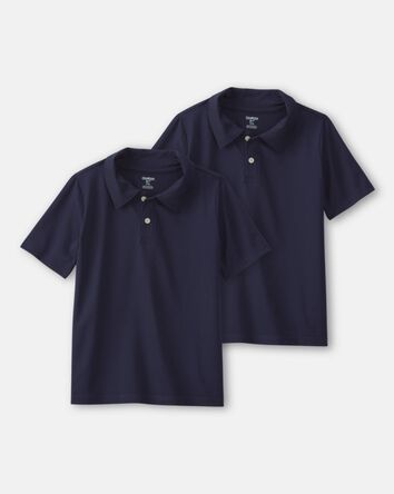 Boys 2-Pack Uniform Active Polo Shirts - Navy, 