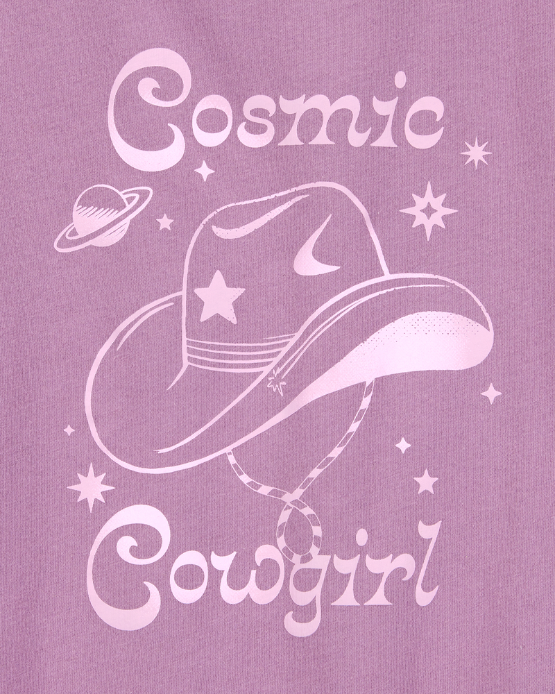 Girls Cosmic Cowgirl Short-Sleeve Graphic Tee - Purple, image 2 of 3 slides