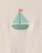 Baby 2-Piece Sailboat Crochet Top & Short Set - Cream, image 4 of 5 slides