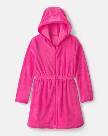 Girls Terry Long-Sleeve Cover Up - Pink, 