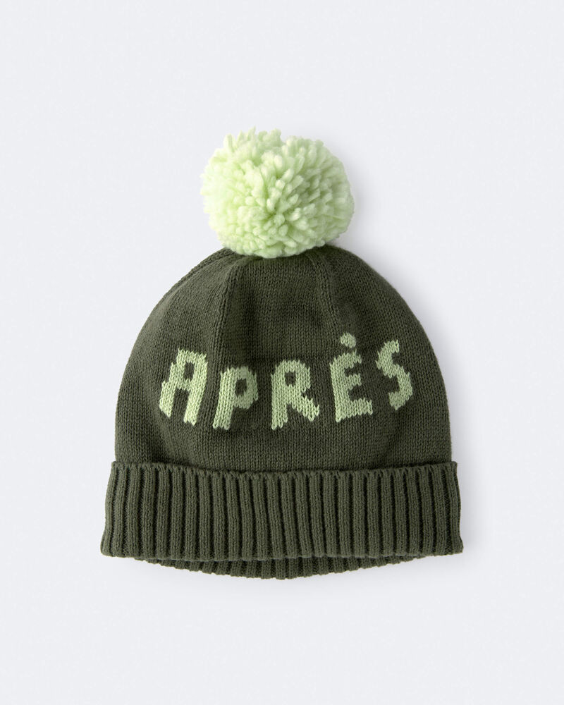 Toddler Apr&egrave;s Pom Pom Beanie - Olive, image 2 of 7 slides