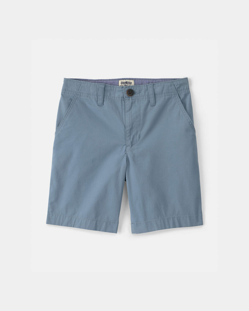 Boys Twill Flat-Front Shorts - Blue, image 1 of 4 slides