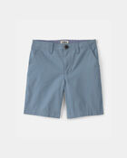 Boys Twill Flat-Front Shorts - Blue, image 1 of 4 slides