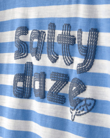 Toddler Boy 'Salty Daze' Striped Graphic Tee - Blue/Ivory, 
