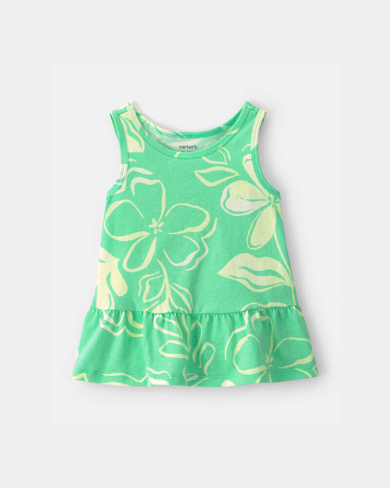 Toddler Girl Floral Peplum Tank Top - Green, image 1 of 3 slides