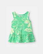 Toddler Girl Floral Peplum Tank Top - Green, image 1 of 3 slides