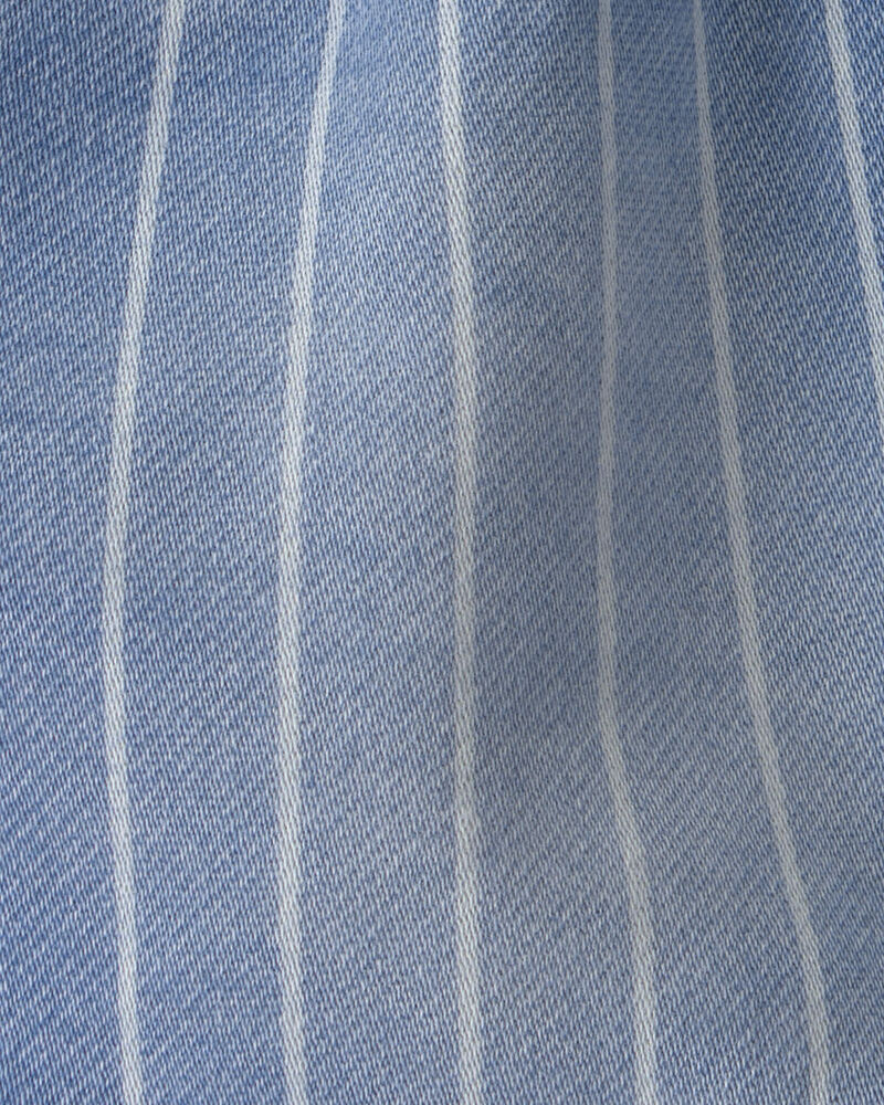 Baby Boy Striped Denim Drawstring Shorts - Medium Blue, image 3 of 4 slides