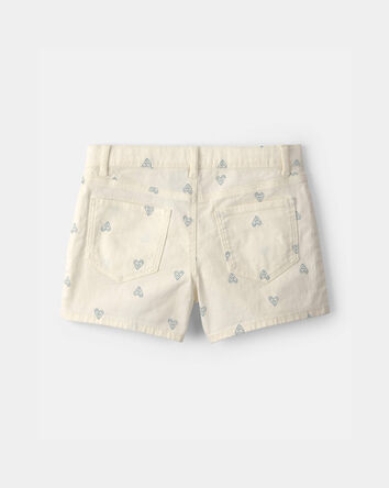 Girls Heart Denim Shorts - Ivory, 