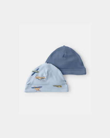 Baby Boy 2-Pack Plane PurelySoft Caps - Blue, 