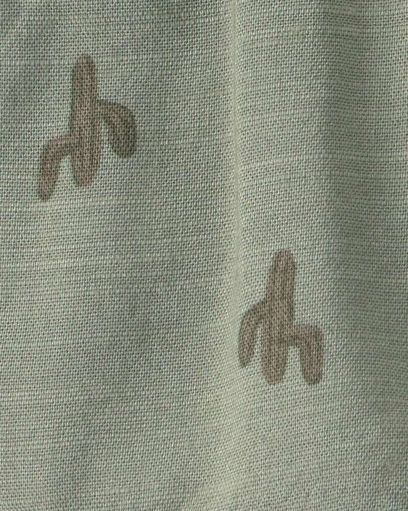 Baby Boy Cactus Drawstring Shorts - Olive, image 3 of 4 slides