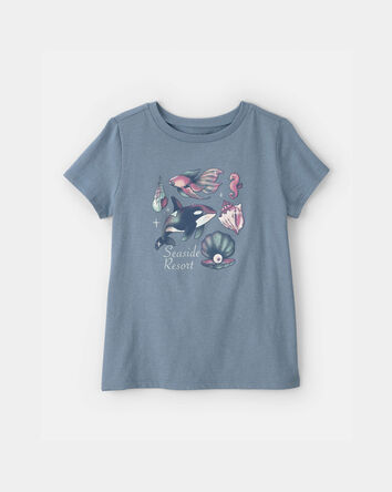 Girls 'Seaside Resort' Sea Animal Graphic Tee - Blue, 