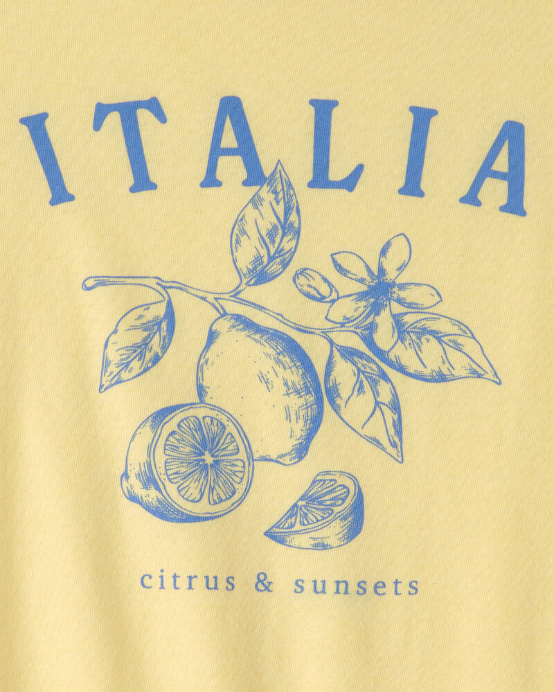 Girls Italia Lemon Graphic Tee - Yellow, image 2 of 3 slides