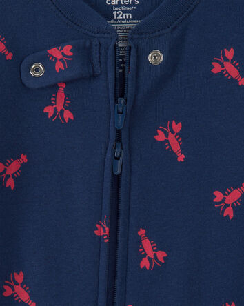 Baby Boy Lobster 100% Cotton Snug Fit 1-Piece Pajama - Blue, 