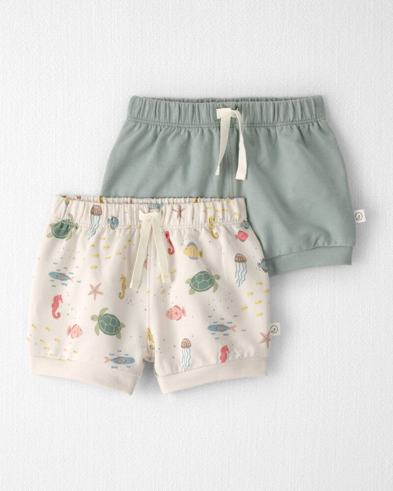 Baby Girl 2-Pack Organic Cotton Shorts in Under the Sea, image 1 of 6 slides