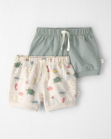 Baby Girl 2-Pack Organic Cotton Shorts in Under the Sea, 
