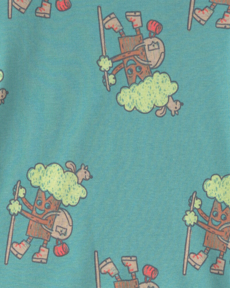 Toddler Boy Tree 100% Cotton Snug Fit 4-Piece Pajama Set - Green/Cream, image 3 of 4 slides