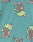 Toddler Boy Tree 100% Cotton Snug Fit 4-Piece Pajama Set - Green/Cream, image 3 of 4 slides