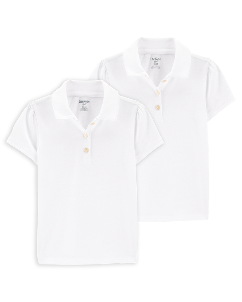 Toddler 2-Pack Pique Uniform Polo Shirts -  White, image 1 of 3 slides