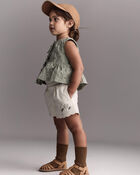 Toddler Girl Floral Scalloped Shorts - Cream, image 3 of 7 slides