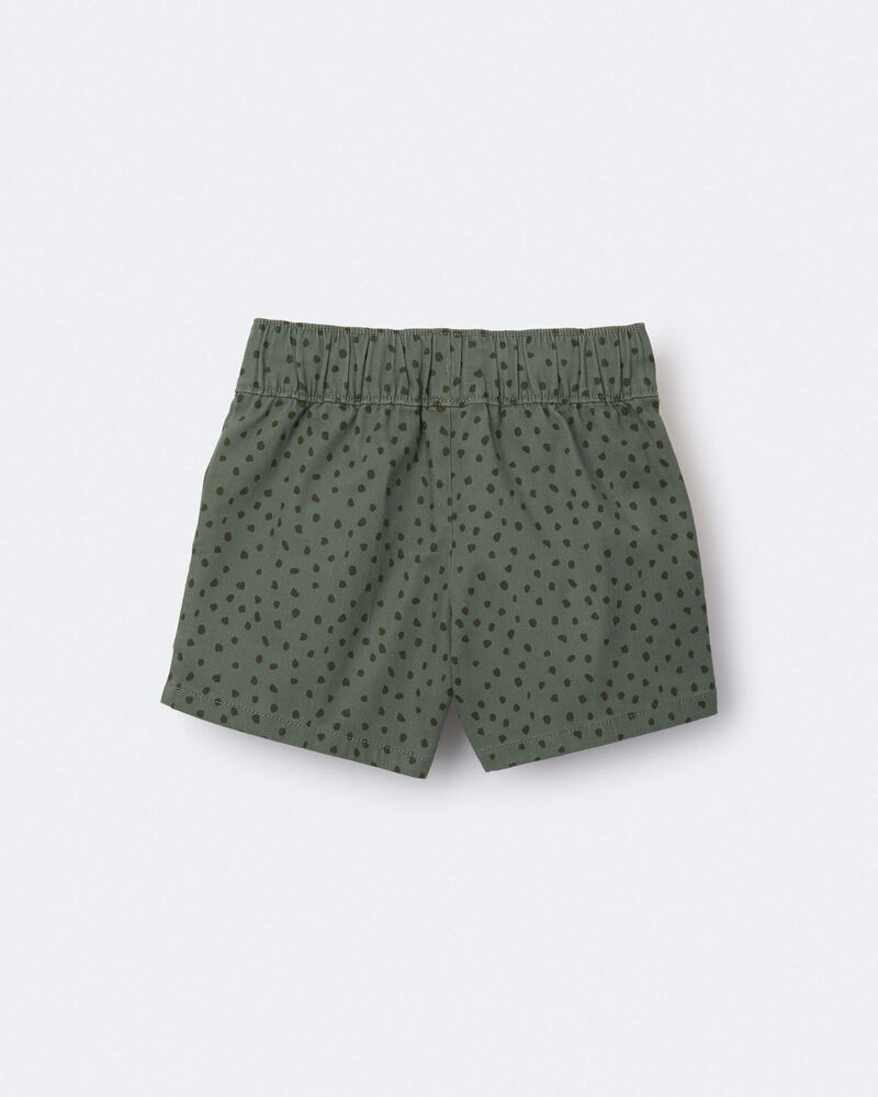 Toddler Standard Shorts with Pockets in Dot Print- Olive, image 6 of 7 slides