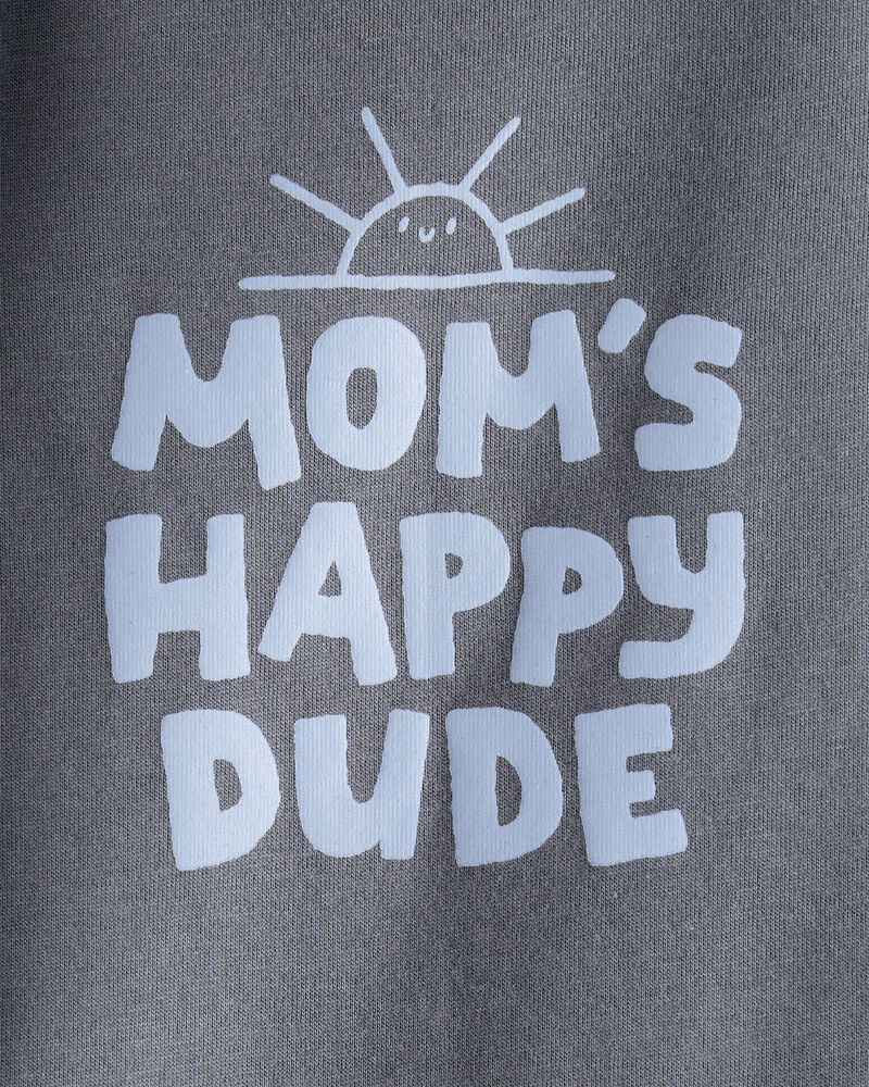 Baby Boy 'Mom's Happy Dude' Short-Sleeve Graphic Bodysuit - Grey, image 2 of 3 slides
