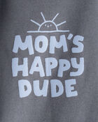 Baby Boy 'Mom's Happy Dude' Short-Sleeve Graphic Bodysuit - Grey, image 2 of 3 slides