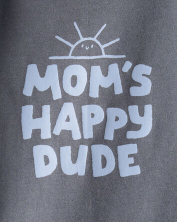Baby Boy 'Mom's Happy Dude' Short-Sleeve Graphic Bodysuit - Grey, 