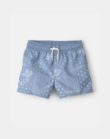 Toddler Boy Bandana Floral Swim Trunks - Blue, 