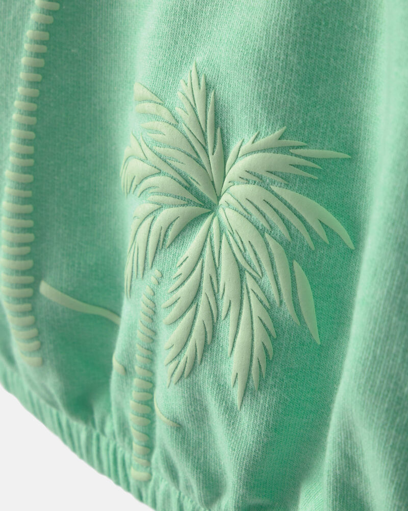 Girls Palm Tree French Terry Top - Green, image 2 of 4 slides