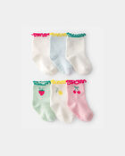 Baby Girl 6-Pack Fruit Crew Socks, image 1 of 2 slides