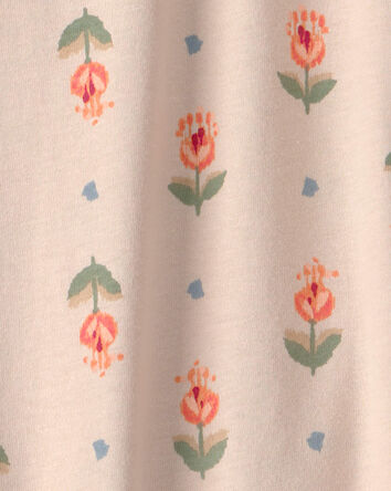 Girls Floral Short-Sleeve Top - Tan, 