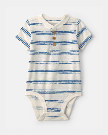 Baby Boy Striped Bodysuit - Blue/Ivory, 