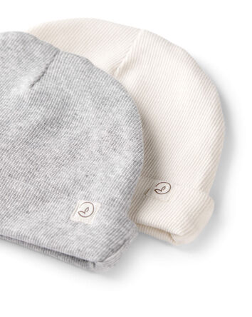 Baby 2-Pack Organic Cotton Rib Caps, 