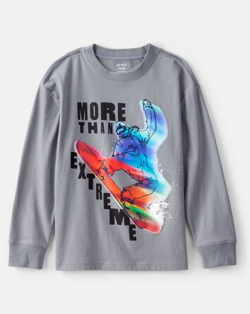 Boys Skateboard Long-Sleeve Graphic Tee - Grey, 