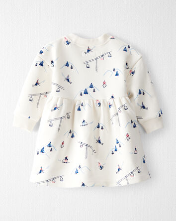 Baby Girl French Terry Dress Made with Organic Cotton in Snowy Slopes Print, 