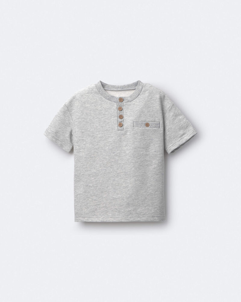 Toddler Boy Button-Front Tee - Grey, image 2 of 6 slides