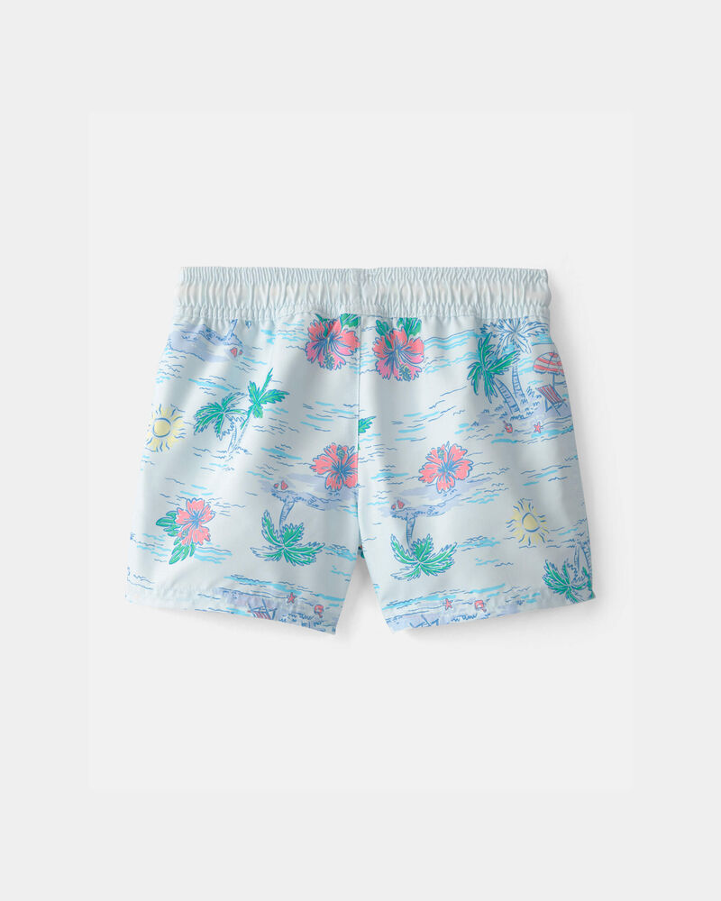 Toddler Boy 2-Piece Palm Tree Rashguard & Swim Trunk Set - Blue, image 8 of 9 slides