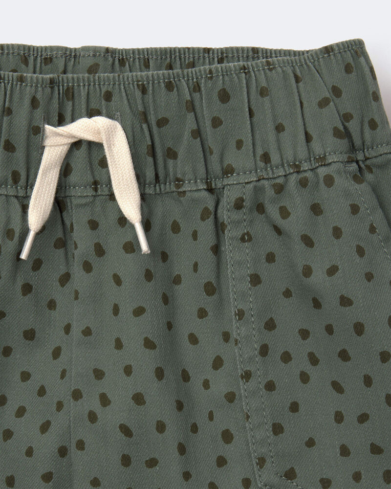 Toddler Standard Shorts with Pockets in Dot Print- Olive, image 7 of 7 slides