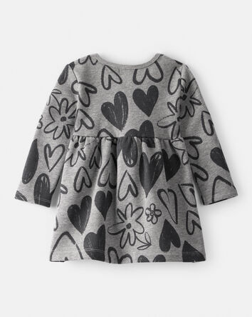 Baby Girl DayDream Fleece Heart Knit Dress - Grey, 