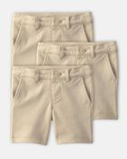 Toddler Girl 3-Pack Uniform Ponte Knit Shorts - Khaki, image 1 of 4 slides