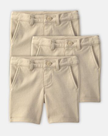 Toddler Girl 3-Pack Uniform Ponte Knit Shorts - Khaki, 