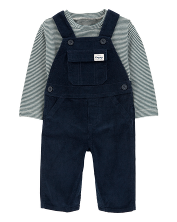 Baby Boy 2-Piece Striped Tee & Corduroy Overall Set, 