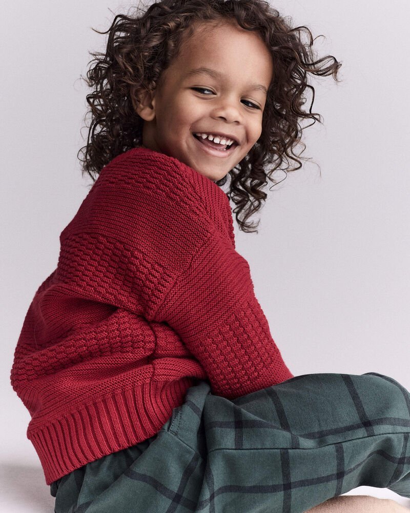 Toddler Cable-Knit Pullover Sweater - Red, image 3 of 6 slides
