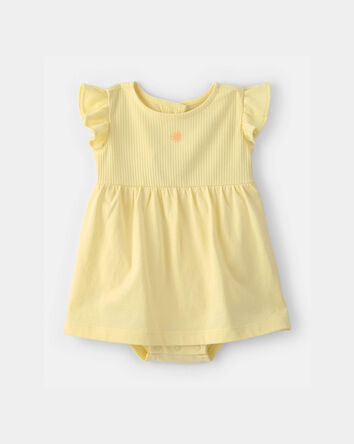 Baby Girl Sunshine Short-Sleeve Bodysuit Dress - Yellow, 