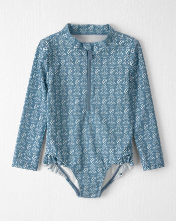 Toddler Girl Recycled Rashguard Swimsuit in Bloom Lagoon, 
