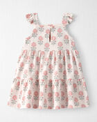 Baby Girl Organic Cotton Tiered Dress in Rosebud Petal Print , image 2 of 6 slides